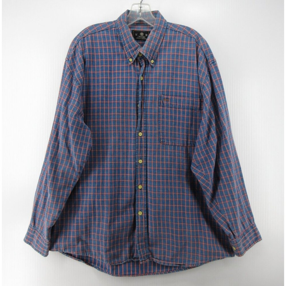 VINTAGE J Riggings Shirt XL Flannel Button Up Check Pocket Sportswear *